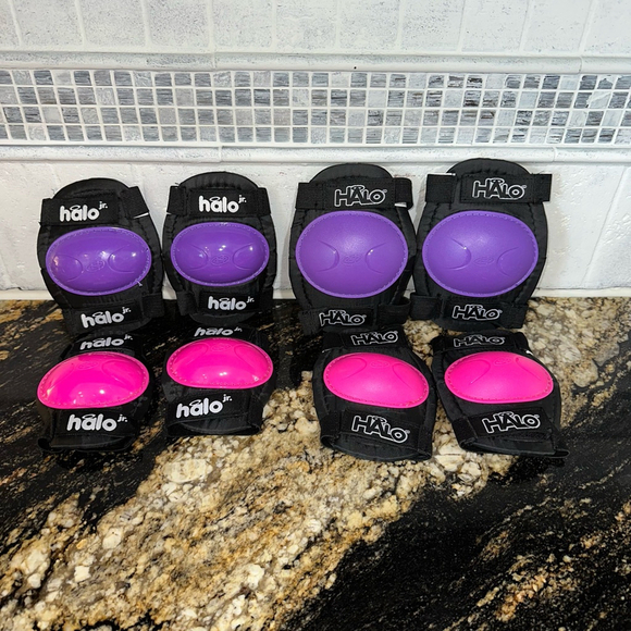 Kids Halo Jr. Protective Gear Set S/M Black Pink/Purple 4 total sets Lot Bundle - Picture 2 of 14